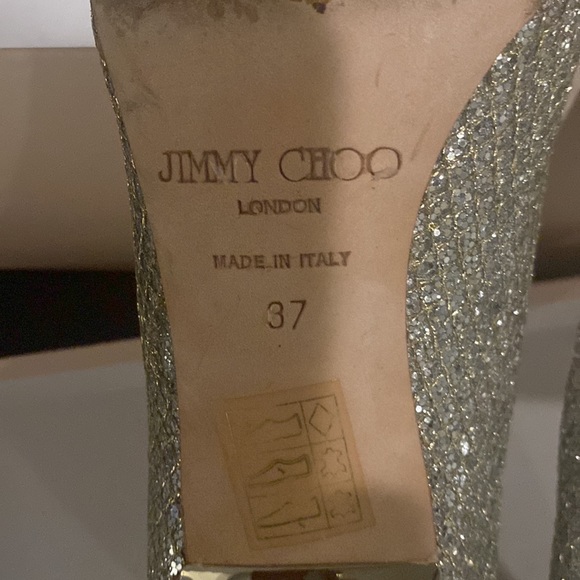 Jimmy Choo glitter fabric champagne pumps with gorgeous mirror heel - Picture 10 of 13